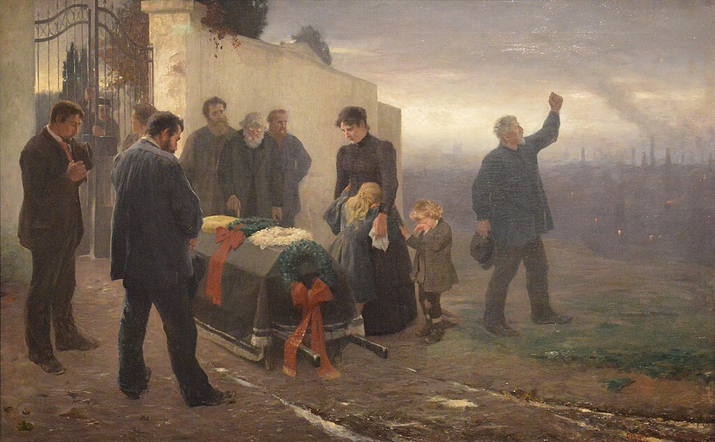 Illustration of a funeral in a dream.