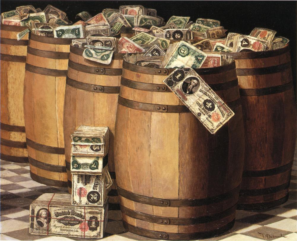 Illustration of money in a dream.
